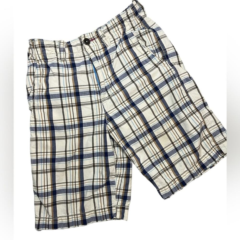 Y2K American Eagle Plaid Cotton Bermuda Preppy Long Shorts 26